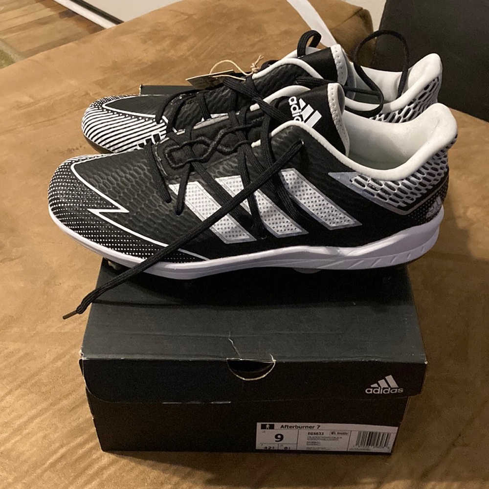 Adidas Adizero Afterburner 7 Low Baseball Black Cleats - Sz 9 men